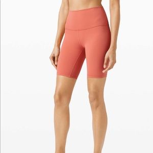 Lululemon align high rise bike shorts 8 inch in rustic coral